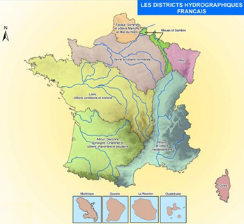 Les districts hydrographiques français
